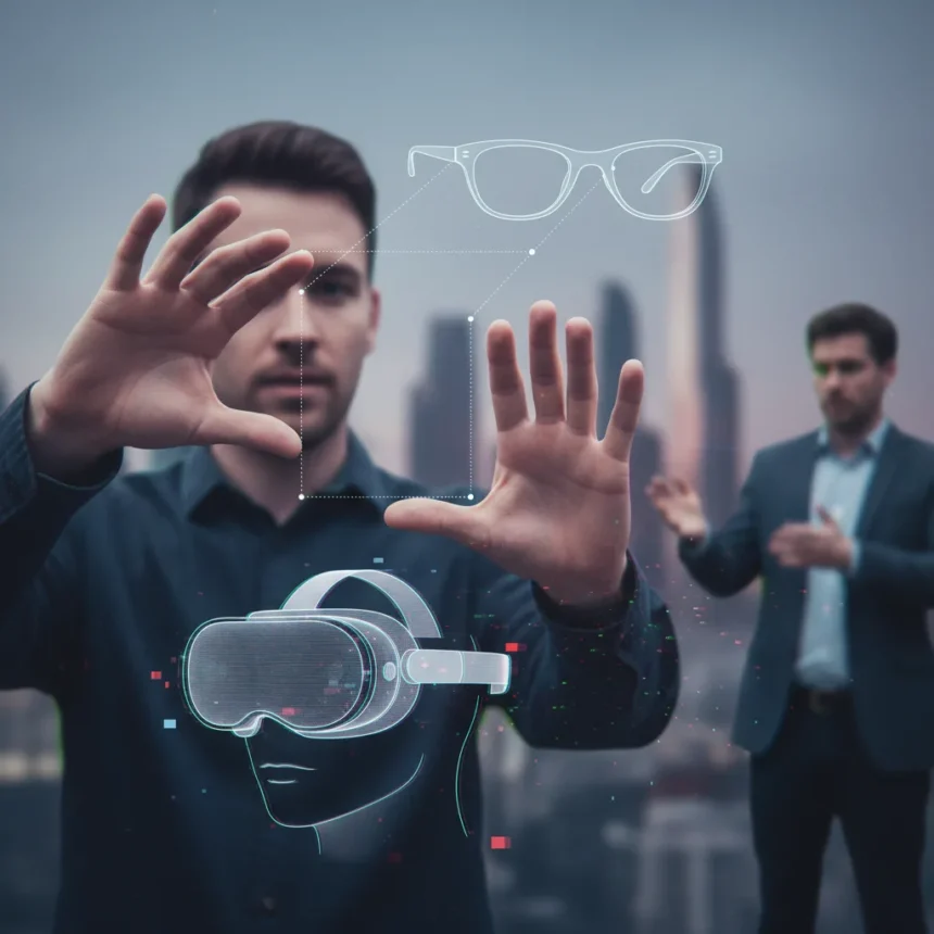 Apple Glasses hand gesture rumors face reality check from Gurman — AI-generated illustration