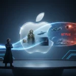 Apple's sci-fi streaming dominance challenges Netflix and Amazon — AI-generated illustration