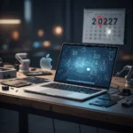Apple's touchscreen MacBook Pro delayed into 2027 — AI-generated illustration