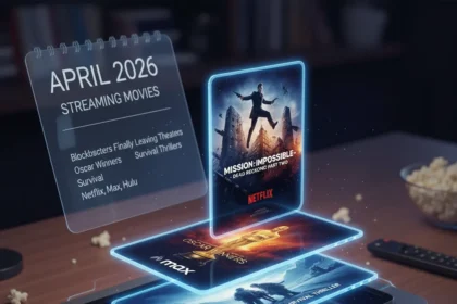 April 2026 streaming movies: blockbusters finally leaving theaters — AI-generated illustration