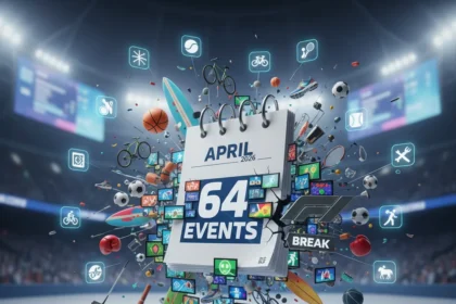 April sports calendar explodes with 64 events while F1 takes a break — AI-generated illustration