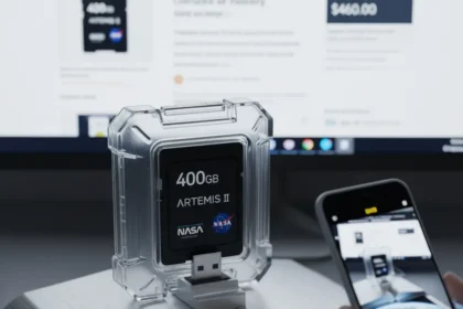 Artemis II's 400GB memory card is now available on Amazon — AI-generated illustration