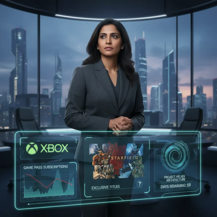 Asha Sharma's Xbox Challenge: Fixing Game Pass, Exclusives, Helix — AI-generated illustration