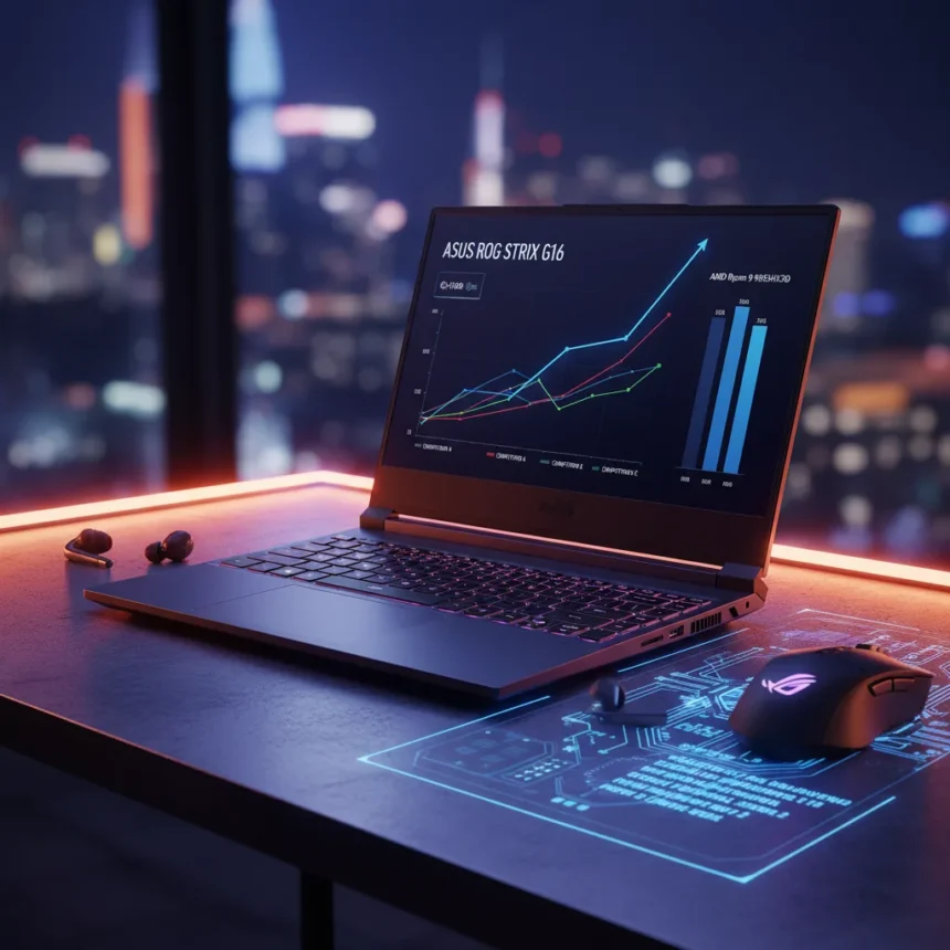 ASUS ROG Strix G16 Dominates AMD Gaming Laptop Benchmarks — AI-generated illustration