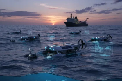 Autonomous ocean robots could replace expensive offshore ships — AI-generated illustration