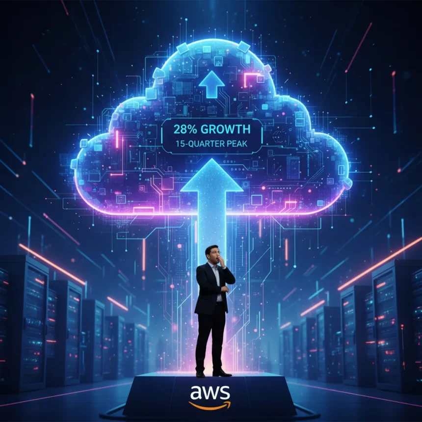 AWS cloud growth hits 15-quarter peak, surprising even Amazon CEO — AI-generated illustration