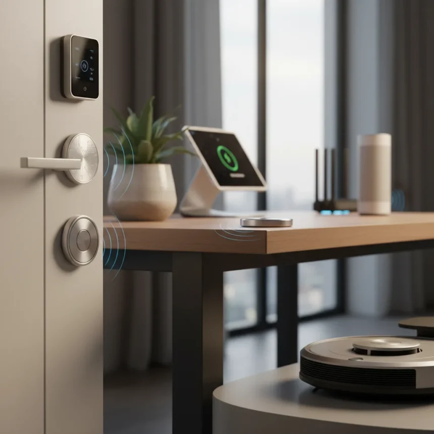 Battery-free metal tags turn smart home tracking maintenance-free — AI-generated illustration