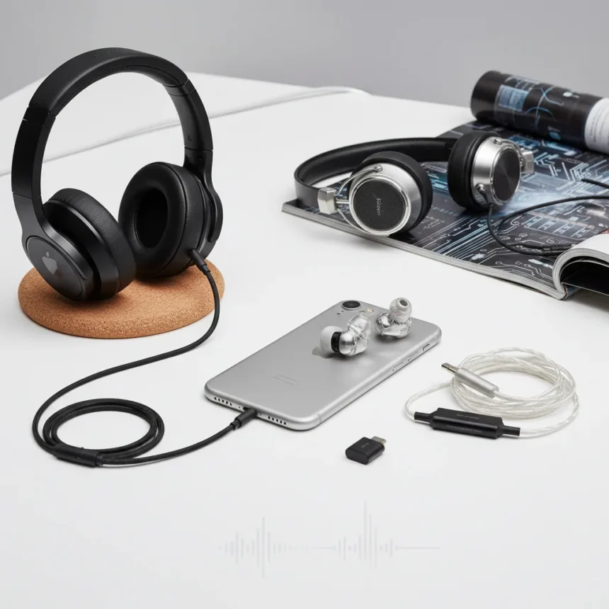 Best wired headphones for iPhone without a jack — AI-generated illustration