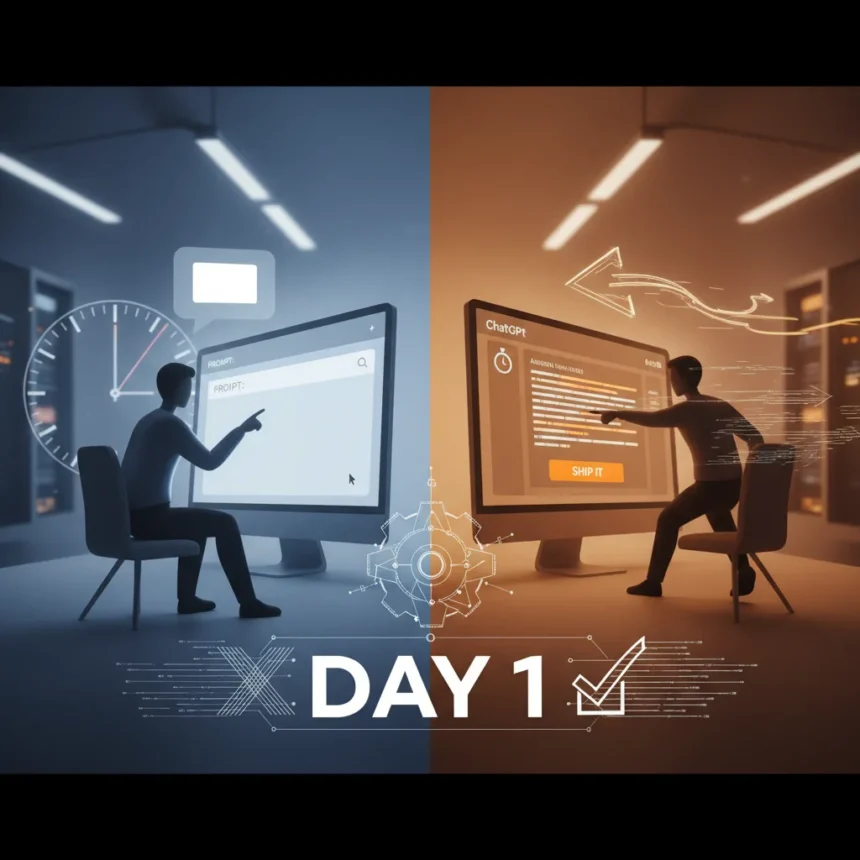 Jeff Bezos' Day 1 rule beats ChatGPT procrastination — AI-generated illustration