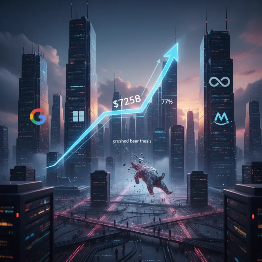 Big Tech AI capex hits $725B in 2026, defying bear skeptics — AI-generated illustration