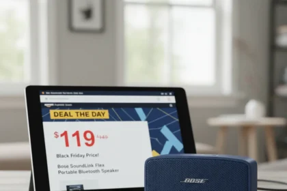 Bose SoundLink Flex hits Black Friday pricing again on Amazon — AI-generated illustration