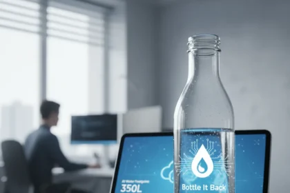 Bottle It Back tracks your AI water footprint and funds clean water — AI-generated illustration
