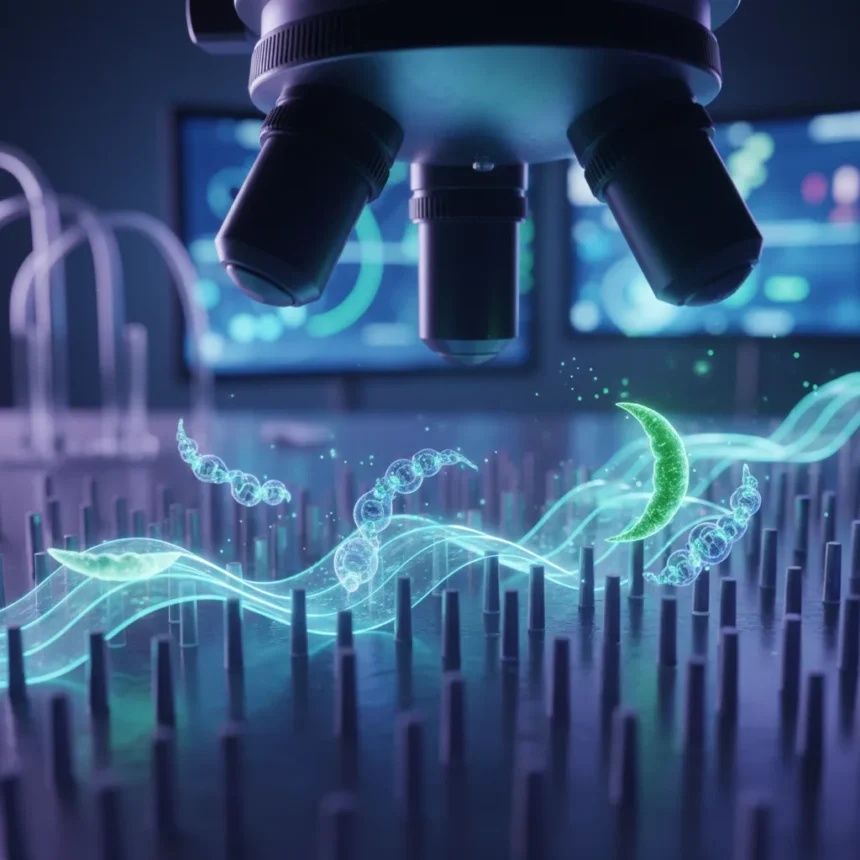 Brainless microrobots navigate without sensors or software — AI-generated illustration