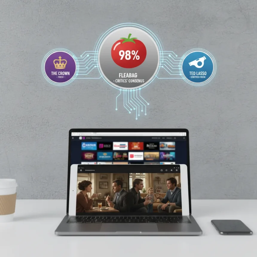 British TV shows rated over 90% on Rotten Tomatoes — AI-generated illustration