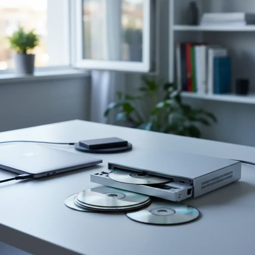 Budget DVD writers beat expensive SSDs for legacy disc backups — AI-generated illustration