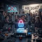 California 3D printer law sparks community backlash over surveillance — AI-generated illustration