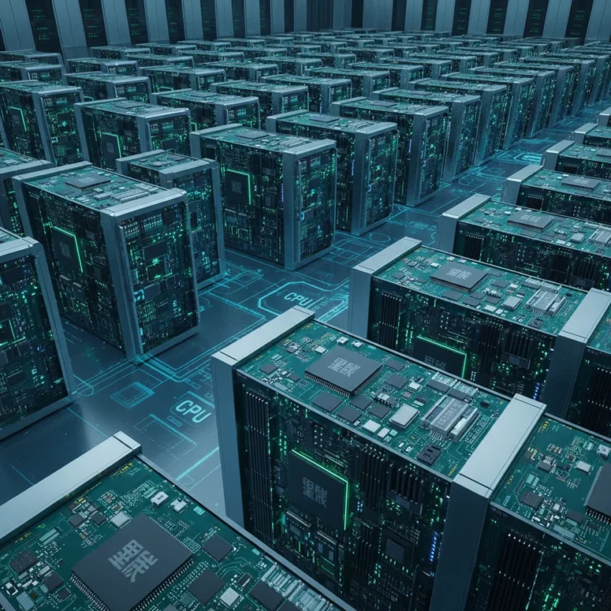 China's Lingshen supercomputer targets 2 exaflops CPU-only design — AI-generated illustration