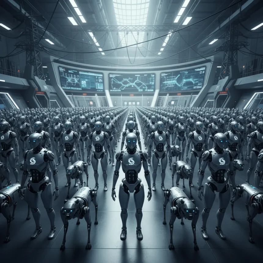 China's power grid automation army: 8,500 robots deployed by 2026 — AI-generated illustration