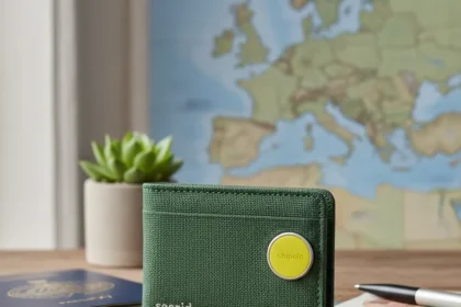 Chipolo Secrid Wallet Beats AirTags for Eco-Conscious Travelers — AI-generated illustration
