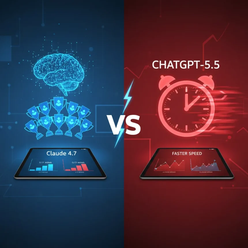 Claude 4.7 Dominates ChatGPT-5.5 in Reasoning Tests — AI-generated illustration
