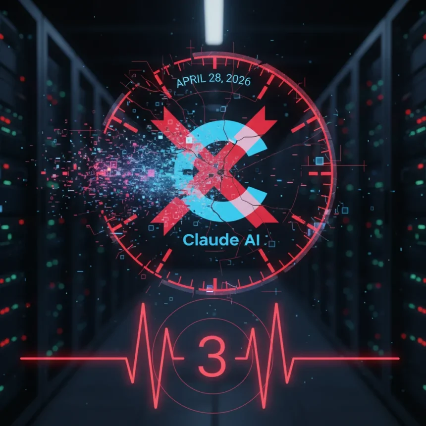 Claude AI outage hits again on April 28 — third disruption in weeks — AI-generated illustration