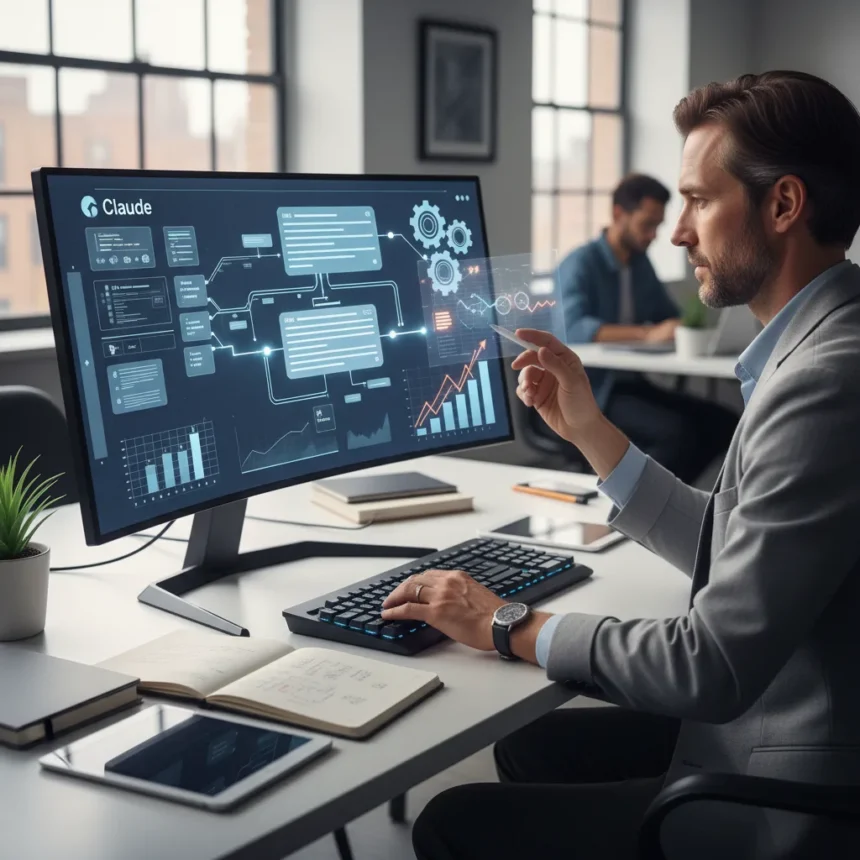 Claude usage patterns shift as users seek deeper AI productivity — AI-generated illustration