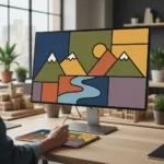 Colour blocking in illustration simplifies visual complexity — AI-generated illustration