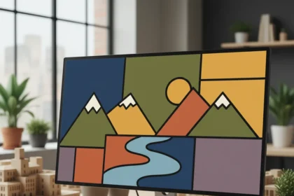 Colour blocking in illustration simplifies visual complexity — AI-generated illustration