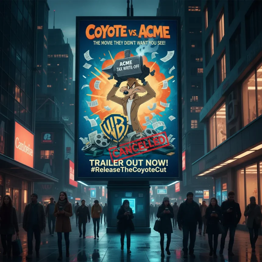 Coyote vs ACME Trailer Mocks WB's Tax Write-Off Gambit — AI-generated illustration