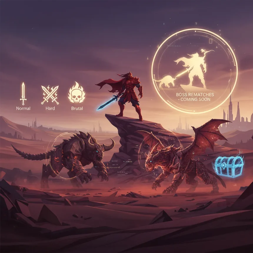 Crimson Desert's biggest update adds difficulty modes and boss rematches — AI-generated illustration