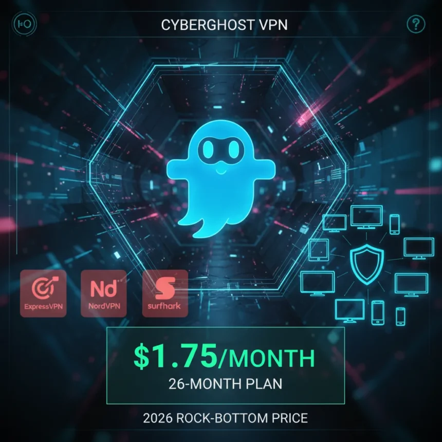 CyberGhost VPN drops to $1.75/month—undercutting rivals — AI-generated illustration