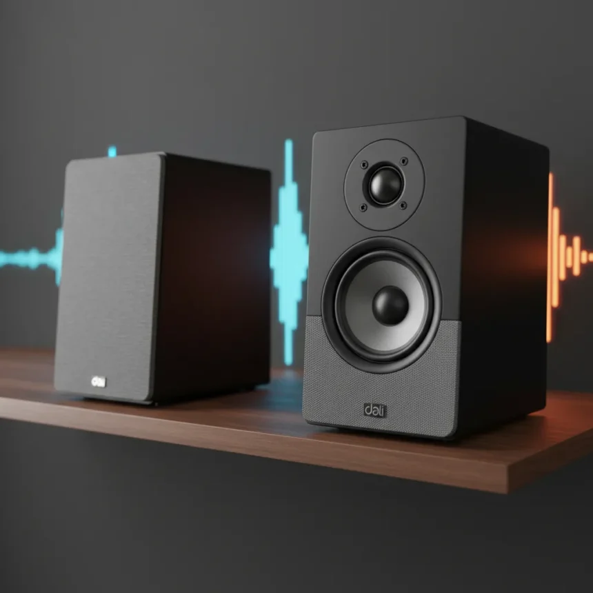 Dali Sonik 1 bookshelf speakers punch way above their price — AI-generated illustration