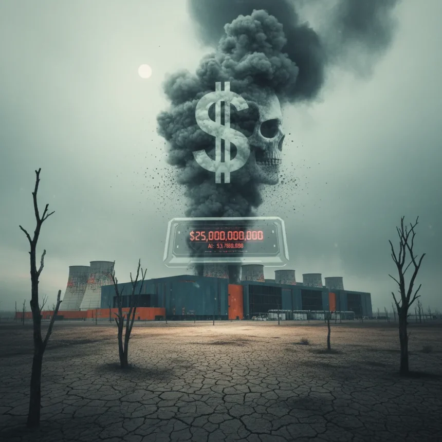 Data center pollution costs $25 billion yearly in hidden health damages — AI-generated illustration