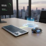 Dell supercapacitor keyboard and mouse: 5-second charge, all-day work — AI-generated illustration