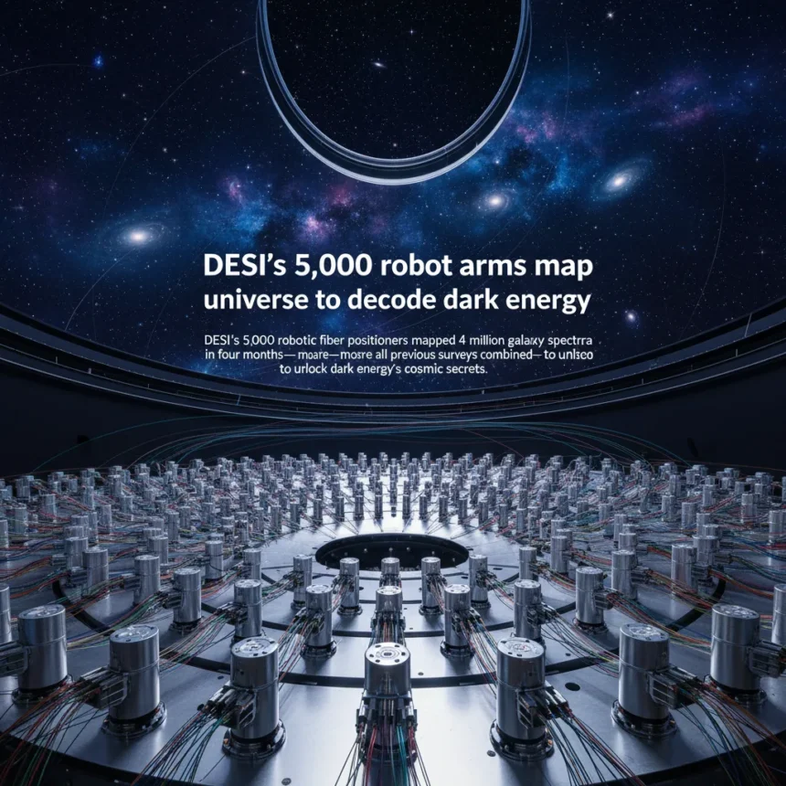 DESI's 5,000 robot arms map universe to decode dark energy — AI-generated illustration