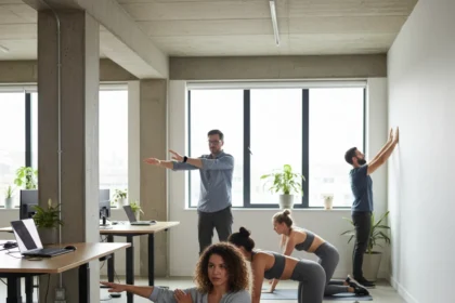 Desk workers need better mobility than Child's pose alone — AI-generated illustration