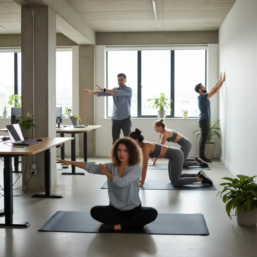 Desk workers need better mobility than Child's pose alone — AI-generated illustration