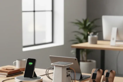 Desktop chargers that actually transform your workspace — AI-generated illustration