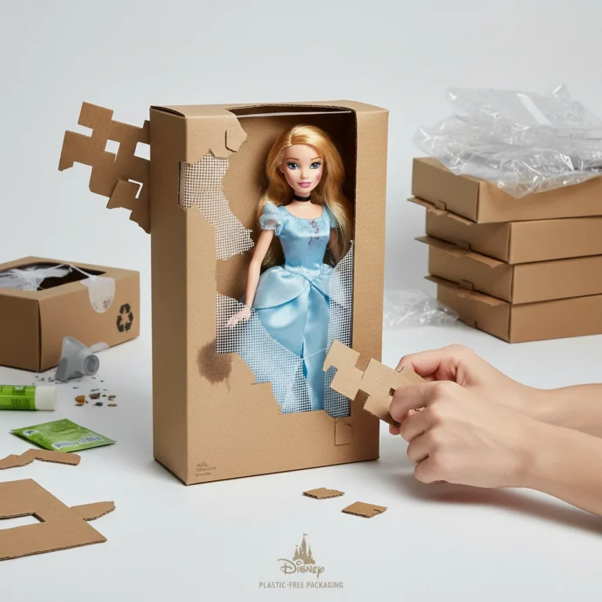 Disney's plastic-free Princess doll packaging redesign faces real obstacles — AI-generated illustration