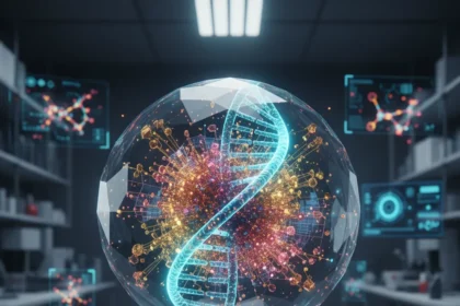 DNA and silicon fusion creates ultra-low-power memory breakthrough — AI-generated illustration