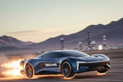 Dreame's rocket-powered EV concept promises 0.9-second 0-60 — AI-generated illustration