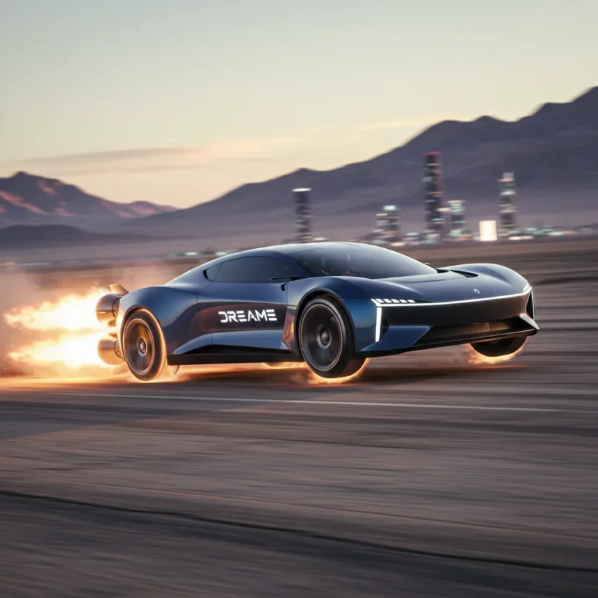 Dreame's rocket-powered EV concept promises 0.9-second 0-60 — AI-generated illustration