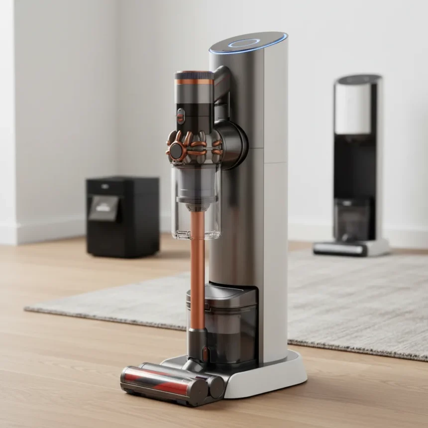 Dyson V10 Konical Auto-empty Dok Finally Catches Up to Rivals — AI-generated illustration