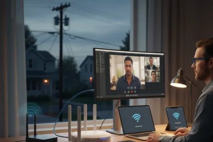 Eero Signal Transforms Home Office Reliability During Outages — AI-generated illustration