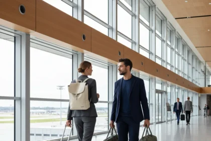 Émigré travel apparel and luggage blend style with function — AI-generated illustration