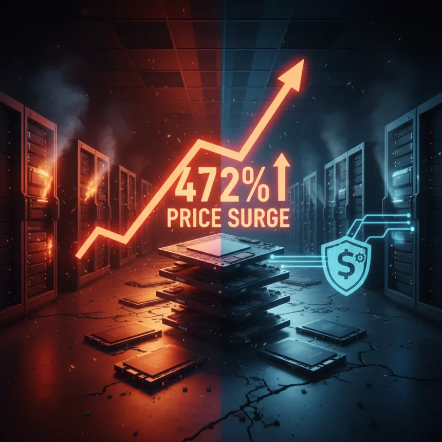Enterprise SSD pricing surges 472%, forcing storage rethink — AI-generated illustration