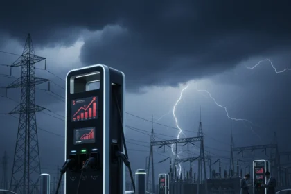 EV charging prices surge as networks pay for unused grid capacity — AI-generated illustration