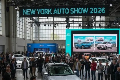 EV decline narrative crumbles at New York Auto Show 2026 — AI-generated illustration