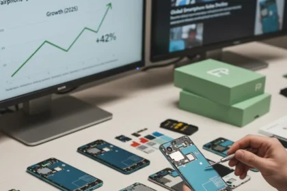 Fairphone defies smartphone slump with record 2025 growth — AI-generated illustration