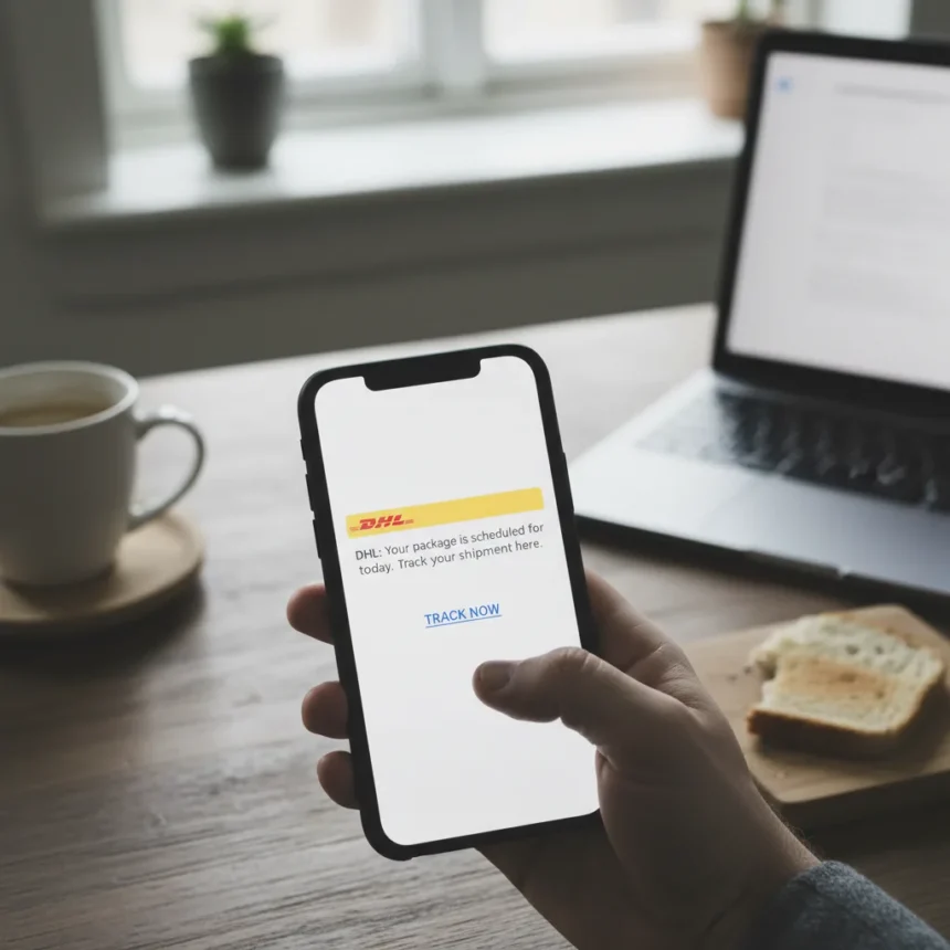 Fake DHL phishing campaign succeeds by feeling ordinary — AI-generated illustration